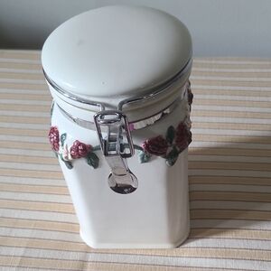 Floral Ceramic Canister with Lid
